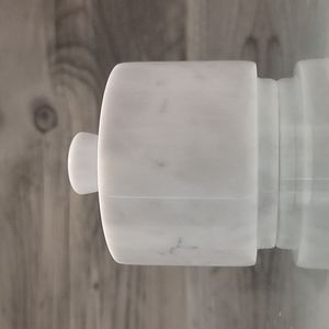 Send Me Offers! White Gray Marble Salt Cellar with Matching Lid Set